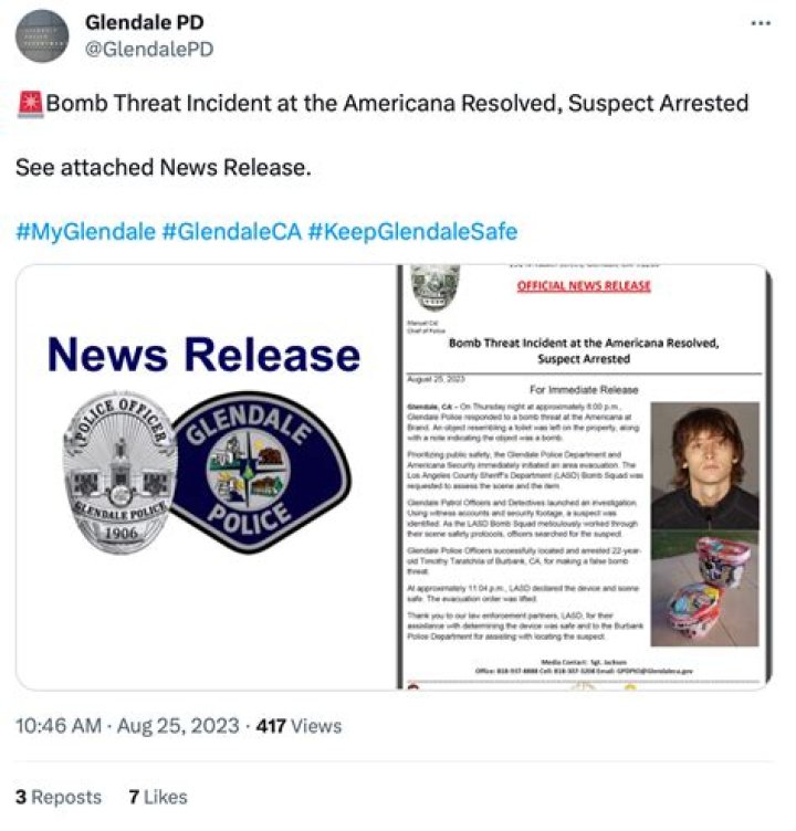 Bomb Threat At Americana At Brand In Glendale, CA Sparks Panic