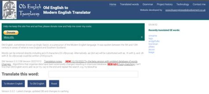 Instantaneous Modern English To Ancient English Translator