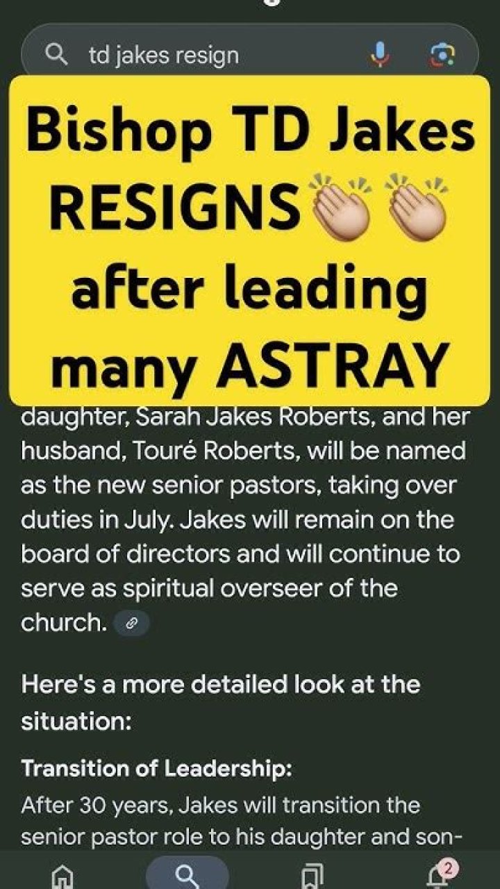 Uncovering The Truth: T.D. Jakes Resigns