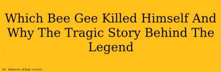 The Mystery Behind The Tragic Suicide Of A Bee Gee